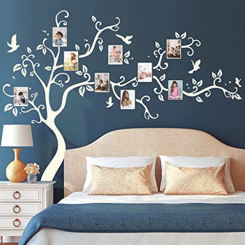 Wandtattoo Loft „Bäumchen mit Bilderrahmen und Vögeln“ / Familie / Erinnerungen / Fotos / Baum / Wanddeko / Wandtattoo / Wandaufkleber / 54 Farben / 2 Größen / gold / 160 cm hoch x 200 cm breit - 3