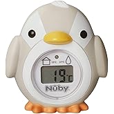 Nuby Penguin Baby Bath Thermometer - Digital Thermometer with Easy to Read Screen | BPA Free | Suitable from Birth (Grey)