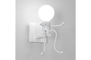 Dorlink Applique da Parete Interno, Applique da Parete E27 Moderno, Carino Applique Camera da Letto, Lampada da Parete Soggiorno, Bianco Applique per Corridoio, Scala, Cucina (Senza Bulbo)