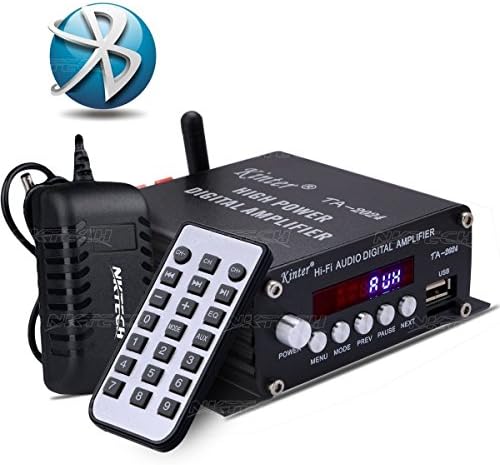 NKTECHDC 12V 3A Power Supply Kinter TA-2024 USB/MP3 AUX Hi-Fi Audio Speaker Car Bluetooth Class-D Digital Amplifier 2x 20W Player With Remote Controller