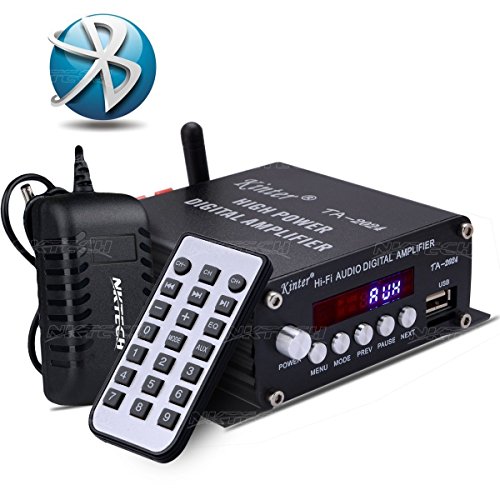 NKTECHDC 12V 3A Power Supply Kinter TA-2024 USB/MP3 AUX Hi-Fi Audio Speaker Car Bluetooth Class-D Digital Amplifier 2x 20W Player With Remote Controller