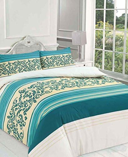 HTLC CAMILLA PRINTED DUVET QUILT COVER PILLOWCASE BEDDING SET SINGLE DOUBLE KING SUPER KING SIZE (Teal, Super King)