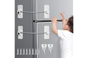 MIVITOOM 2 Stück Kühlschrankschloss, Kindersicherung Kinder Ohne Bohren, Selbstklebend Fenster Kinder, für Kühlschränke, Waschmaschinen, Schrankschloss (Mit Schlüssel)