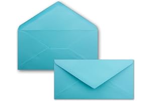 FARBENFROH BY GUSTAV NEUSER 100x Sobres turquesa - DIN Largo - 110 x 220 mm (11 x 22 cm) - Pegamento húmedo sin ventana - Ideal para tarjetas de invitación - Serie FarbenFroh