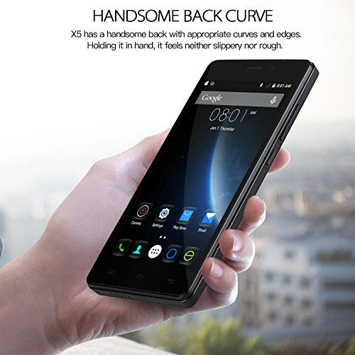 Smartphone Dual SIM, DOOGEE X5 Android Telefonia Mobile, 3G Cellulari con 5.0 Pollici HD IPS Display - 8GB Memoria Interna e 5.0MP Fotocamera Digitale - Bluetooth 4.0 Gesto Intelligente GPS Xender Cellulare - Nero