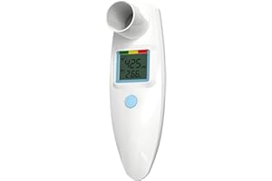 NASCOOL Peak Flow Meter - Compteur de flux sans Bluetooth - Pour adultes et enfants - Écran LCD - Spiromètre numérique pour asthme, BPD, PEF et FEV1 - Affichage des risques - Formulaire de journal