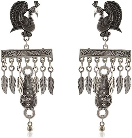 Modish Look Indian Wear Silver German Silver Dangle & Drop Earrings for Women (MLTR263)