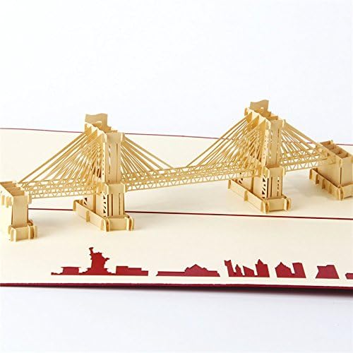 UNIQUEplus BROOKLYN BRIDGE Creative 3D Pop UP Greeting Kirigami Gift Cards for SOUVENIR, Anniversary, Wedding, Birthday, Couple, Mother's Day, Father's Day, Thank You