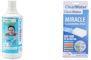 NATURISTIC Clearwater CH0009 Water Clarifier for Hot tub Spa and Swimming Water Treatment for Pristine Crystal Clear Water, 1 Litre & Miracle Pad Pool and Spa Cleaning Sponge - Pack of 3