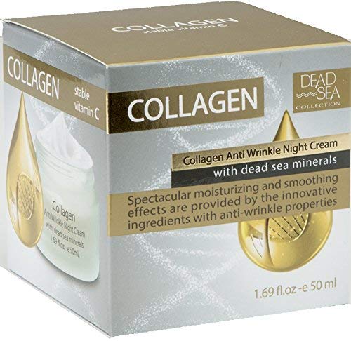 Dead Sea Collection colágeno con minerales del mar muerto, crema de noche antiarrugas, 1.69 onzas líquidas