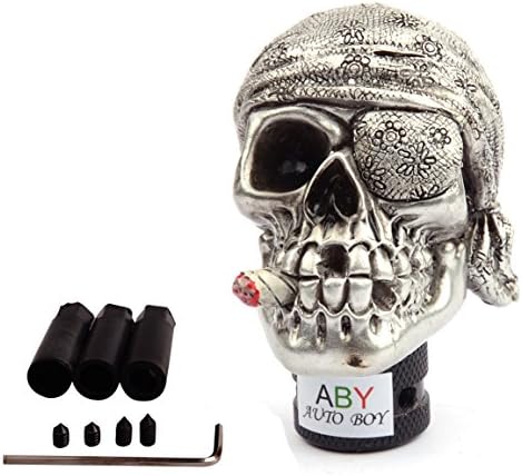 AutoBoy Unique Skull Gear Stick Shift Shifter Knob Lever Cover Universal Fit For Most Manual transmission vehicles(Silver)