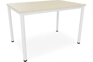 Dila GmbH Schreibtisch/Besprechungstisch in verschiedenen Größen und Farben weißes Metallgestell Konferenztisch Arbeitstisch (B: 120 cm x T: 80 cm, Ahorn)
