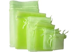 Time to Sparkle 25 Pack Organza Gift Bags Wedding Party Favour Jewellery Packing Pouches, Light Green, 15x20cm