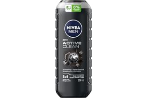 NIVEA MEN Active Clean Męski Żel pod prysznic 3w1 - Do twarzy, ciała i włosów Oczyszczający 500 ml