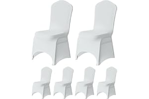 Trimming Shop Chair Cover Spandex Polyester Stretch Fabric Dining Slipcovers Washable & Removable Protective Wedding Chair Cover for Wedding Banquets Ceremony & Hotel Dinner (White, Pack of 8)