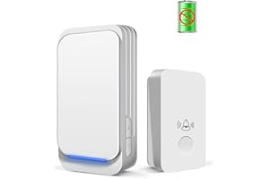 [Non Richiede Batteria] Autoalimentato Campanello Senza Fili da Esterno, AIPOTEC Kit Campanello Wireless di 300 m, Indicatore LED, 4 Volume Regolabile Fai da Te Campanello Casa (1T1-W)