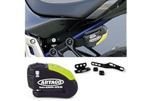 Artago 30X2 Pack Antivol Bloque-Disque avec Alarme 120db Haute Sécurité + Support pour Yamaha MT-07 et Tracer 700, Homologué SRA et Sold Secure Gold, Noir/Jaune