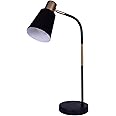 TEKLED® LED Desk Lamp | Elegance Curve Rotatable Table Light with Gold Steel Feature | Replaceable E27 Edison Screw Bulb Holder | for Bedside Reading Office Work Architects Students - Black