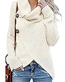nike pulli damen vintage ❤Charakteristisch---Asymmetrisch Pullover mit Langarm, lochwertigen Materialien, Knopf Dekoration, langlebig genug für ihr tägliches tragen, leicht dehnbar.