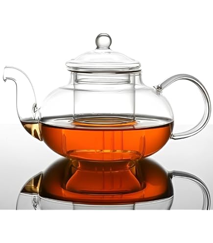 Tea & Tea® Theepot Glas 1,4 Liter - Theepot met zefinzet in de uitloop, Thee Geschenkset, Theemaker, Theebereider, Glas met zeef, Glazen theepot, Glazen theekan, Theepot