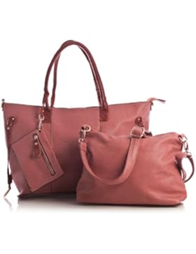 BHBS mittelgroßeDamen Einkaufstasche mit oberer Reißverschlussöffnung 3 in 1 mit mittellangem Riemen und Make-up...