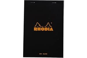RHODIA 160009C - Bloc-Notes Agrafé N°16 Black - A5 14,8 x 21 cm - Uni - 80 Feuillets Détachables - Papier Clairefontaine Blanc 80 g/m² - Couverture en Carte Enduite Souple, Résistante et Imperméable