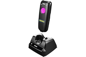 NADAMOO Wireless Barcode Scanner Compatible with Bluetooth, with Charging Dock, Portable USB 1D Bar Code Scanner for Inventory, 2.4G Wireless & Wired Barcode Reader foriPhone iPad Android iOS - Purple