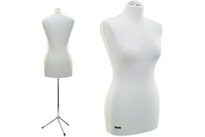 Schneiderpuppe | zum Probierpreis! | Größe/Size (Female ♀) S - XL | LUCCESI | Torso S (34-36) | Bezug Creme-Weiss | Metall-/Chrom-Dreibein | Damen - Schaufensterpuppe