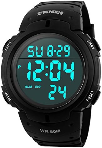 Readeel Simple Sport Watch Display Watch Outdoor Men Watch Student Multifunction Digital Watch,Black