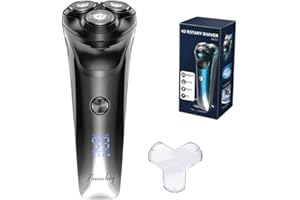 AMURHEY Máquina de Afeitar Barba [2025 New] Afeitadora Eléctrica Hombre con recortadora, Cabezal flexible 360º, 120 min de uso, En Seco y Húmedo, USB-C Recargable, Negro