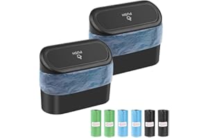 SXCCNW Auto Mülleimer, 2 Stück Mülleimer Auto mit 90 Müllbeutel Mülleimermit Deckel für Familie Büro Küche Autos Vordersitz Zubehör 16 x 14 x 7 cm Schwarz