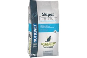 NUTRIVET - Super Premium - Chat Stérilisé - Croquettes sans Blé - Chat - Riche en Protéines Animales - 8 kgs