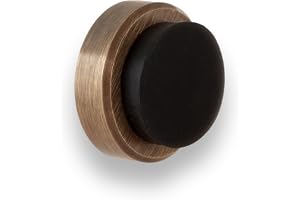 EVI Herrajes | Självhäftande dörrstopp | Installation på vägg/handtag | 24 x 14 mm | Diskret storlek | Mässing läderfinish