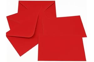 JEYEFFE Buste colorate con bigliettini, set 100 buste + 100 biglietti, mini formati 7 x 11,2 cm e 14 x 9 cm, per matrimoni, feste, compleanni, regali e biglietti di auguri (ROSSO, 11,2 x 7 CM)