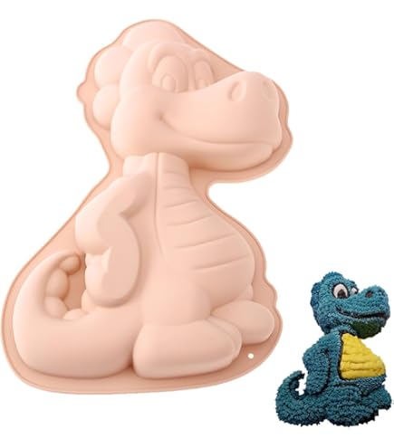NOMEY 2 Stuks Dino Bakvormen Dinosaurus Siliconen Mallen Cartoon 3D Dinosaurus Cakevorm Siliconen Cakevorm 3d Dinosaurus Flexibele Siliconen Voor Verjaardag Dinocake Dinotaart Voor Feest Verjaardagen