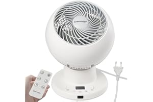 Greenmigo Ventilatore Silenzioso,Ventilatore da Tavolo,Ventilatore con Telecomando,Pannello Tattile LCD,3D Oscillazione,Timer di 1-8 Ore,5 Velocità Adatto per Ufficio e Camera da Letto