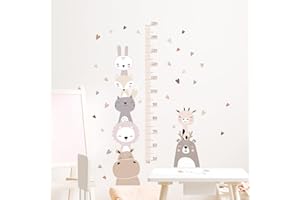 EXQUILEG Kinder Höhe Diagramm Wandtattoo Messlatte Kind Wald Tiere Wandaufkleber, Abnehmbar DIY Wandbild Wandsticker für Kinderziemmer Dekoration (Rosa)
