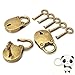 Produktbild Set von 3 Stk Vintage Antik Stil Mini Vorhängeschlösser von GOOTRADES, Kupfer Schlüssel Schloss Plus Freier Panda Schlüsselanhänger