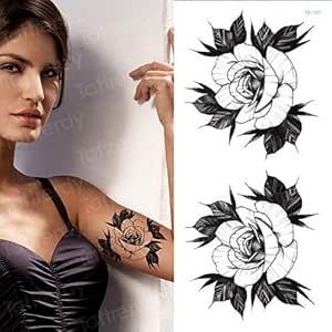 Hxman 5pcs Temporare Tattoo Aufkleber Blume Pfingstrose Rose Skizzen Tattoo Designs Sexy Madchen Modell Tattoos Arm Bein Schwarz Aufkleber Frauen Qc907 Amazon De Beauty