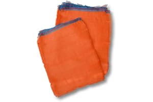 - KEIN HERSTELLER - 1 pack (100 unidades) 10 kg Tamaño 43 x 63 cm verdura sacos cenizas frutales bolsas de red sacos de leña sacos de tejido de ceniza bolsas con cordón naranja