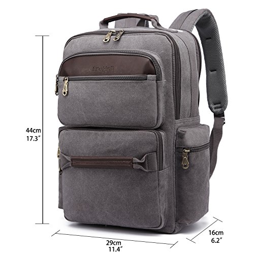 KAUKKO Canvas Laptop Rucksack Daypack Handtasche für Schul Reisen - 3