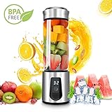 smoothie rezepte früchte LED-Display und Ladegerät Funktion - AUZKIN USB Mixer verfügt über ein digitales Display, das die verbleibende Leistung sowie jede Betriebszeit anzeigt, sodass Sie genau wissen können, wie es funktioniert und wann Sie es rechtzeitig aufladen müssen. Dank der 4000mAh Kapazität werden Sie sich keine Sorgen machen, wenn Sie unterwegs sind. Es ist nicht nur ein einfacher USB Mixer, sondern auch ein Power Bank,kann zum Aufladen Ihres Handys verwendet werden.