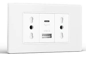 BSEED Prese Elettriche da Muro, Presa Bipasso con USB A e USB C, Presa Bivalente 10A/16A da Muro 118mm, Spina Italiana per Ufficio e Casa, Bianco