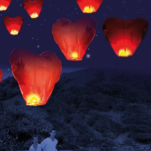 Nakamari Schwebende Herz-Glückslaterne inkl. Schnur, 5er-Set - 5