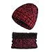 Produktbild XIAXIACP Ski Dicker Hut, Wärmerer Beanie Hut Schal Set Im Freien Nackenwärmer Winter Super Weiches Fleece, Slouchy Stretchy Knit Beanie Cap Elastisch Für Unisex Jungen/Mädchen,WineRed