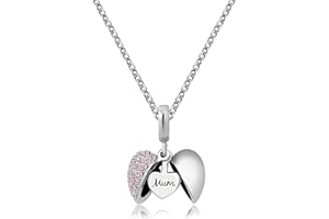 KunBead Jewelry 18 inch Open Heart I Love You Crystal Charm Pendant Mum Necklace for Women Girls