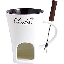 Ensemble De Fondue Au Chocolat En Céramique Avec 4 Fourchettes Et 4