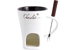 FYTSTYCALE Fondue Chocolat Bougie, Tasses à Fondue Au Chocolat, Céramique, Tasse à Fondue Candy 130 Ml avec Fourchette pour Dîner Chauffe-Beurre Tapas à La Maison, Fondoir pour Chocolat et Fromage, Blanc