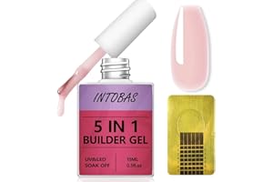 INTOBAS Nudo Rosa Gel Ricostruzione Unghie Professionale 5 In 1, Builder Gel 15ml, Smalto Semipermanente Primer Per Acrigel, Extension, Restauro E Nail Art