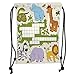 Produktbild Drawstring Backpacks Bags,Word Search Puzzle,Colorful Crossword Game for Children Wild Jungle Safari Animals Grid Decorative,Multicolor Soft Satin,5 Liter Capacity,Adjustable Strin